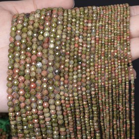 Resim TTUIJI Doğal Taş Unakit Boncuklar 2-4mm Küçük Yuvarlak Fasetli Değerli Taşlar - 15" İplik Mermer Desenli Çok Renkli (Yeşil, Pembe, Kırmızı, Beyaz, Siyah) DIY Takı Yapımı, Bilezikler & Kolyeler için - Toprak Tonları, Düzgün Küresel Boncuklar 