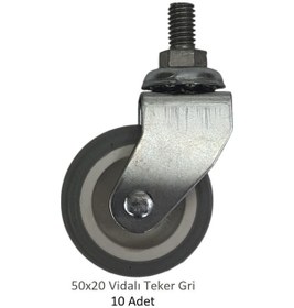 Resim Ofis Koltuk Dolap Etajer 360 Derece Döner 50 X 20 Vidalı Teker Gri 50 Mm 10 Adet Gri 