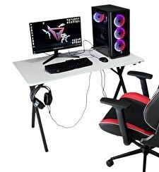 Resim Hey Modüler Mobilya Heygaming 120 CM Beyaz Siyah Profesyonel Oyuncu Masası 