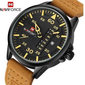 Resim Hanyang Siyah Sarı Navıforce Lüks Marka Erkekler Ordu Askeri Saatler Erkek Kuvars Tarih Saat Erkek Deri Kayış Spor Kol Saati Relogio Masculino (Yurt Dışından) 