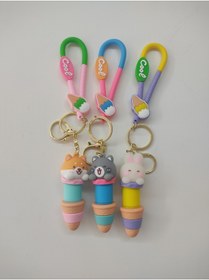 Resim Caglastore Üçlü Teleskopik 3D boyutlu silikon Kedi anahtarlık ve çanta aksesuarı lux kanca halkalı Uyumlu 