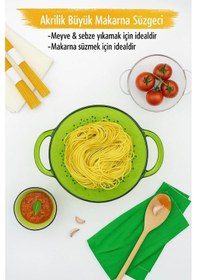 Resim Akrilik Yeşil Makarna Süzgeçi & Sebze Meyve Süzgeçi Çok Renkli 