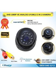 Resim Ahd 1080p Ve Analog Cvbs Pal Dönüştürülebilir Gece Görüşlü Mini Metal Dome Araç Kamerası 