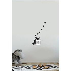 Resim Priz Kedi Özel Yeni Sticker Set Siyah Kedi Yıldız Etiket Duvar Özel Yeni Sticker 