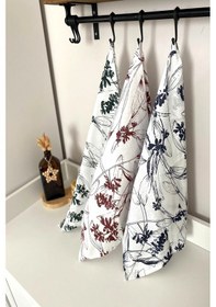 Resim 3'lü Çiçekli Kurulama Bezi - Alman Bezi - İnce Keten El Bezi 