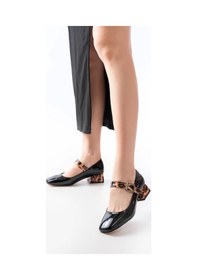 Resim No8 Home St-006 Siyah Leopar Rugan Günlük 4 Cm Topuklu Bayan Ayakkabı Çok Renkli 