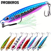 Resim PROBEROS 8 adet jigging yemleri, balıkları kancaya çekmek için yavaş iniş özel hareketi ile çeşitli balık türlerini kayalardan, plajlardan ve kıyı yakınındaki alanlarda yakalamak için 