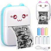 Resim 1 adet Kablosuz Mini Termal Yazıcı, Mobil Uygulama ile Donatılmış, USB Şarjlı, Termal Kağıt için Uygun, Fotoğraflar ve Notlar için İdeal, Taşınabilir Kablosuz Mini Fotoğraf Yazıcısı. 