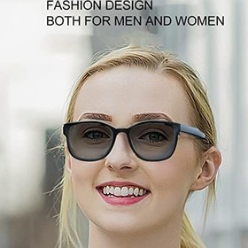 Resim Fockety Akıllı gözlük, HD HiFi stereo ses, kablosuz Bluetooth 5.0 sesli güneş gözlüğü, açık kulaklıklı, su geçirmez ses gözlüğü, müzik ve eller serbest konuşma için tek tuşlu kontrol 