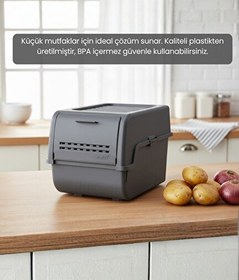 Resim Jet's Home 2'li Mini Boy Patates Soğan Sepeti BPA Free Sebzelik Organizer Kutu Motek Antrasit 8 L 