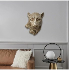 Resim Lijinxu Magideal Polyresin Hayvan Kafası Duvar Heykeli Plak Leopar 