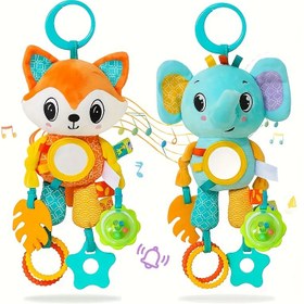 Resim USATDD Yumuşak Peluş Çıngırak Oyuncakları Çocuklar İçin - Duyusal Hayvan Rüzgar Çanı & Kırıntılı Squeaky Kolye, Araba Koltukları & Bebek Arabaları İçin Mükemmel, Erkek & Kız Çocuklar, Gençler İçin İdeal Doğum Günü veya Noel Hediyesi, Ayna, Asılabilir 