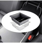 Resim Hightower Tesla Model 20-24 Merkez Konsolu Şeffaf Kapaklı Siyah Silikon Saklama Kutusu 