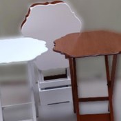 Resim Çanta Zigon Sehpa Yonca Dörtlü Model Ahşap Mdf Ceviz ve Beyaz Renk Uyumu El Yapımı 