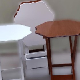 Resim Çanta Zigon Sehpa Yonca Dörtlü Model Ahşap Mdf Ceviz ve Beyaz Renk Uyumu El Yapımı 