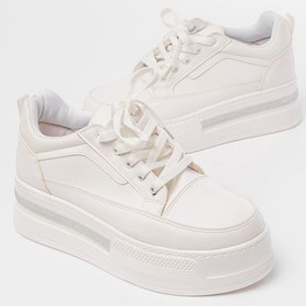Resim Aska Shoes Fln-1999 Bağcıklı Taban Taş Aksesuarlı Günlük Spor Ayakkabı Beyaz 