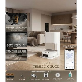 Resim Dreame Çift Rulo Fırçalı 20000 Pa Yüksek Vakumlu 6 cm Engel Tırmanan Uv Sterilizasyonlu Akıllı Istasyonlu Yedek Parçalı Islak Kuru Robot Süpürge 