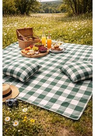 Resim Valerium Sıvıya Ve Lekeye Dayanıklı Silikon Dolgulu Piknik Seti 170x170cm + 2 Minder Turkuaz 