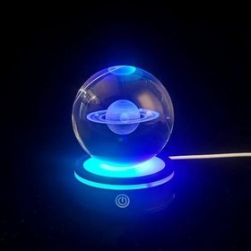 Resim USB'li Satürn Tasarımlı Dönen Cam Küre 