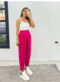 Resim Soonaksesuar Kadın Yüksek Bel Hürrem Pantolon Fuşya 