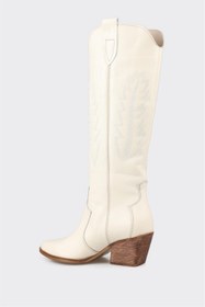 Resim Elle Shoes Bej Deri Kadın Western Çizme 