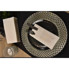 Resim Meyart Home 50 Adet Beyaz Kumaş Dokulu Airlaid Cepli Peçete 40x40 1/8 250 Li Adet 