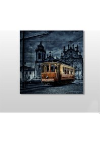Resim Tramvay İstanbul Gece Kanvas Tablo 200x200cm 