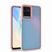 Resim Vivo Y32 Flora Sert Silikon Arkası Cam Şeffaf Pembe Kılıf Gpack