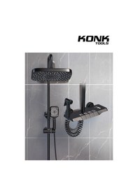 Resim Piyano 5 Fonksiyonlu 130 cm Siyah Banyo Bataryalı Robot Duş Seti Tepe Duşu Duş Seti Siyah 