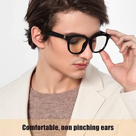 Resim Smart Glasses BT 5.0 Stereo Mavi Işıklı Eller Serbest Aramaları Önler, Entegre Yarı Açık Kablosuz Mikrofonlu Gözlük 