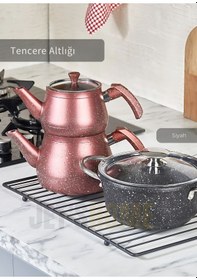 Resim Jet's Home Nihale Paslanmaz Tencere Çaydanlık Altlığı Isıya Dayanıklı Siyah 47x24 Cm Siyah 