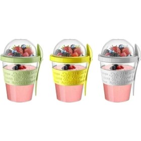 Resim Turuncu 2'li Take'n Go Kapaklı Kaşıklı Yoğurt Kabı 