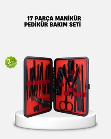 Resim Skygo 17 Parça Profesyonel Manikür Pedikür Seti Paslanmaz Çelik Siyah Kutu 