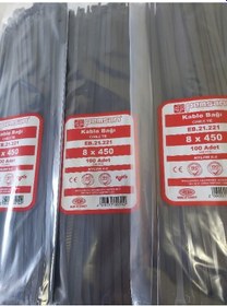 Resim Pemsan 8X450 Plastik Cırt Kelepçe Kablo Bağı Siyah100'Lu Paket 