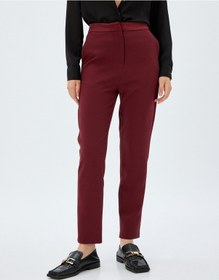 Resim Koton Kumaş Pantolon Havuç Kesim Cepli Standart Bel Bordo 5wak40006uw Bordo 