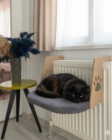 Resim Reyo Pet Kalorifer Petek Radyatöre Asılabilen Kedi Köpek Yatağı Peluş Antrasit 