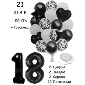Resim Balloon Day Balonlar 21 Siyah Rakam 18 Doğum Günü Seti 163788973 Siyah 