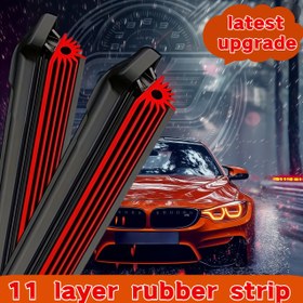 Resim Yeni Güncellenmiş Tüm Mevsim Araba Rüzgarlık / 11 Katmanlı Kauçuk Bıçaklar / Yüksek Çözünürlüklü Sessiz Çalışma / U/J Tip Adaptörlerle Uyumlu %99'unda Araçlar / 35.56-71.12 cm Boyutlarda Mevcut / Temel Araba Aksesuarı 