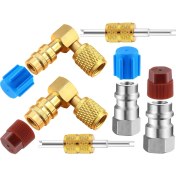 Resim Galaxxy R12'DEN R134A'YA Ac Bağlantı Parçası Dönüşüm Adaptör Kiti, Hızlı Bağlantı Vanası A/c 90° Bağlantı Noktası Yüksek/düşük Basınçlı Retrofit Adaptörü (Yurt Dışından) 