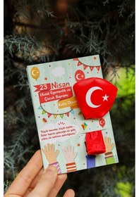 Resim 10 Adet Balon ve 23 Nisan Tebrik Kartı 10'lu Set Türk Bayraklı Balon 