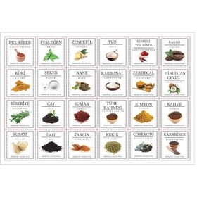 Resim 24 Adet PP Opak Suya Dayanıklı Yıkanabilir Baharat Etiketi 