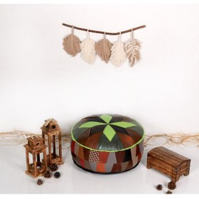 Resim Ottoman Pouffe El Yapımı Hakiki Deri Bohem Bahçe Balkon Bungalov Puf Yer Minderi 60x30cm Dolgulu Gönderilecektir. 