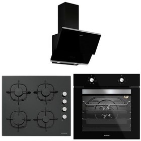 Resim Silverline BO6501B01 - CS5335B02 - 3490 OSLO Siyah Cam Ankastre Set 