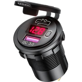 Resim Neevoyu Araç Usb Şarj Cihazı Pd 30w + Qc3.0 18w Hızlı Şarj, Voltaj Göstergeli, 12-24v, Kırmızı Işık, P21-b 