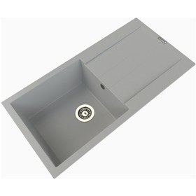 Resim Polex Cristalüx Granit Evye P-X1 Gri Tezgah Altı Ve Tezgah Üstü Mutfak Evyesi 98x49.5 CM 