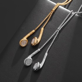 Resim 18K Altın Kaplama Pırlanta Küpe Kolye - Günlük Giyim İçin Basit Çinko Alaşımlı Moda Takı 