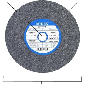 Resim Badem10 Rodex Taşlama Bıçak Bileme Zımpara Taşı Taş Motoru 200x25x20 mm 60 Kum 