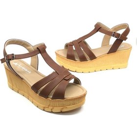 Resim Ayakdaş 1040 Kadın Dolgu Taban Sandalet Taba 