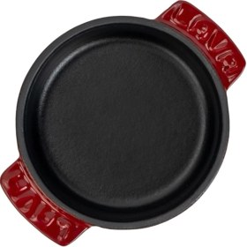 Resim Lava Döküm Yuvarlak Güveç Kabı Döküm Demir Yekpare Çift Kulplu ÇAP(Ø)11CM.-BORDO 