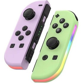 Resim Springsun Sol Ve Sağ Kolu Joycon Küçük Kolu Bluetooth Kolu Ns Özel Model Oyun Kablosuz Rgb Kolu Işıklı Açık Mor Yeşil Kolu 